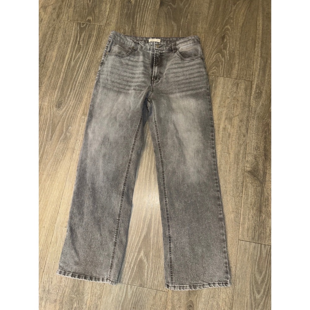 OAT New York Grey Faded Wide Leg High Rise Jeans Size 10/30 Stretch Denim